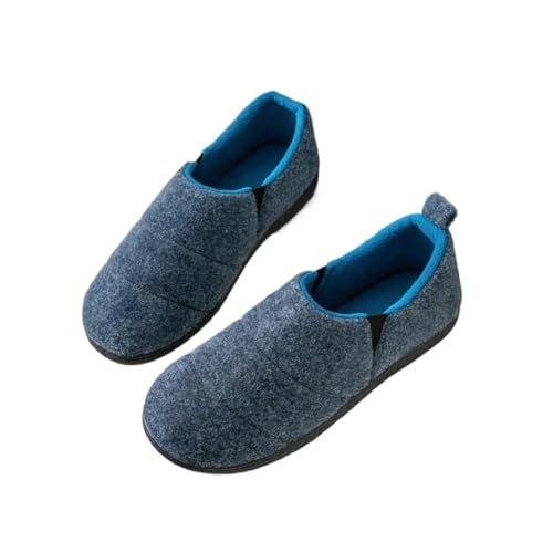 TXLEAPEY Winter Herren Warme Rutschen Pelz Memory Foam Hausschuhe Komfort Weiche Sohle Indoor Schuhe Männliche Hausschuhe Warme Schuhe(Blue,41-42) von TXLEAPEY