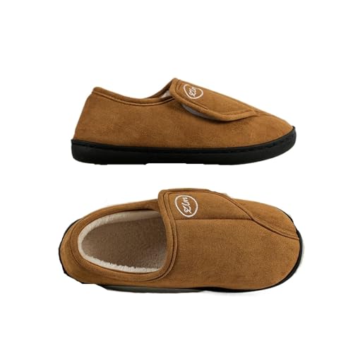 TXLEAPEY Winter warme Baumwollpantoffeln for Damen und Herren, rutschfeste Baumwollschuhe for den Außenbereich, weiche, gemütliche Plüsch-Flachhausschuhe(Brown,40-41) von TXLEAPEY