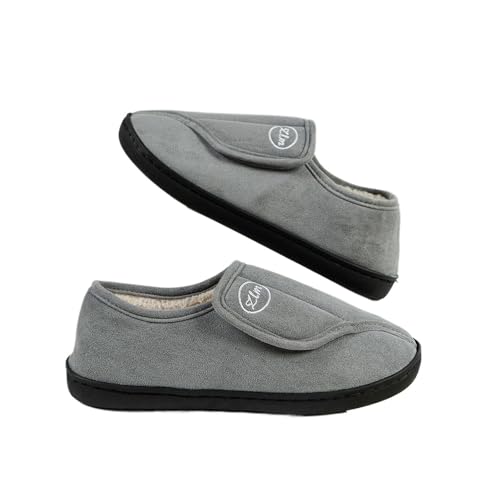 TXLEAPEY Winter warme Baumwollpantoffeln for Damen und Herren, rutschfeste Baumwollschuhe for den Außenbereich, weiche, gemütliche Plüsch-Flachhausschuhe(Grey,40-41) von TXLEAPEY