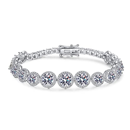 Moissanit-Tennisarmband – Aus 925er Sterlingsilber mit Roségoldbeschichtung, mit runden Steinen in Farbe D (VVS1 Reinheit), Länge verstellbar von 15,3–19,1 cm. Das perfekte Geschenk für Ihre Liebe. von TXLION