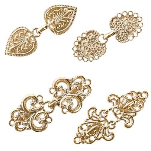 TXSN Vintage Sweater Swirl Clip Cape Cloak Clips Retro Cardigan Clip Shawl Collar Clasp Dress Shirt Brooch Clip for Girl Women, Pack of 4 Golden von TXSN