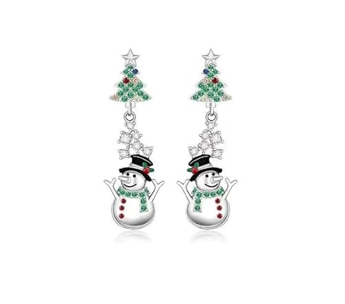 Ohrringe Weihnachten für Damen - Schneemann Weihnachtsbaum Weihnachtsmann Jingle Glocke Weihnachts Baumeln Ohrringe Schmuck Weihnachtsohrringe Geschenke für Mädchen (Schneemann) von TXWWUS