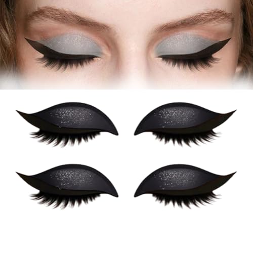 Lazy Eye Shadow Wimpernpflaster, selbstklebend, wiederverwendbar, Lidschatten-Eyeliner-Aufkleber mit falschen Wimpern, natürlich, wasserfest, schnelles Augen-Make-up (2pcs Black) von TXYUE