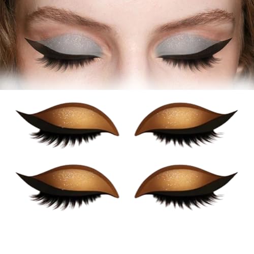 Lazy Eye Shadow Wimpernpflaster, selbstklebend, wiederverwendbar, Lidschatten-Eyeliner-Aufkleber mit falschen Wimpern, natürlich, wasserfest, schnelles Augen-Make-up (2pcs Gold) von TXYUE