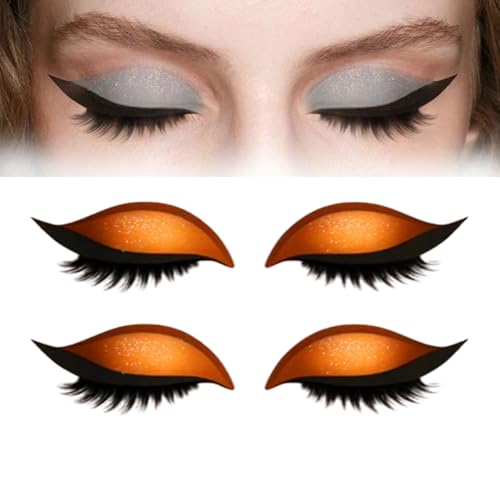 Lazy Eye Shadow Wimpernpflaster, selbstklebend, wiederverwendbar, Lidschatten-Eyeliner-Aufkleber mit falschen Wimpern, natürlich, wasserfest, schnelles Augen-Make-up (2pcs Orange) von TXYUE