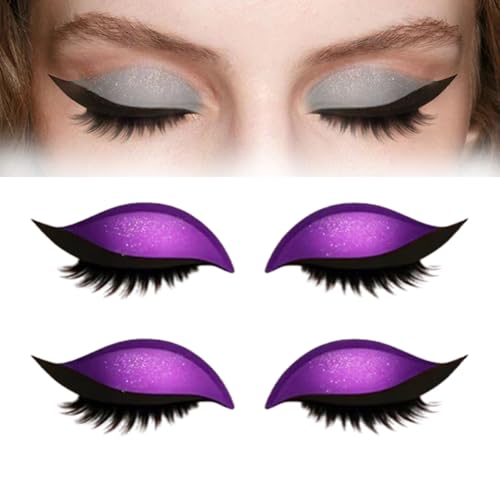 Lazy Eye Shadow Wimpernpflaster, selbstklebend, wiederverwendbar, Lidschatten-Eyeliner-Aufkleber mit falschen Wimpern, natürlich, wasserfest, schnelles Augen-Make-up (2pcs Purple) von TXYUE