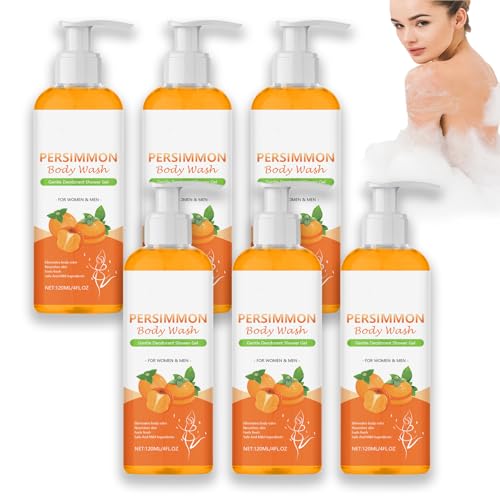 Persimmon-Duschgel gegen den Geruch alter Menschen, Deodorant-Duschgel zur Entfernung starker Gerüche, frischer Duft, tiefenreinigendes und feuchtigkeitsspendendes für Frauen und Männer (6pcs) von TXYUE