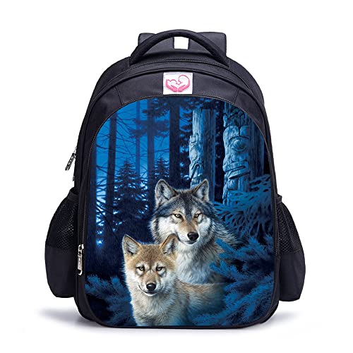 TXZSTGB Erwachsene Kinderrucksack Wolf Classic Rucksack Student Kinder Erwachsene Freizeitrucksack （41x28x12 cm/16 Zoll） 3D gedruckter Rucksack von TXZSTGB