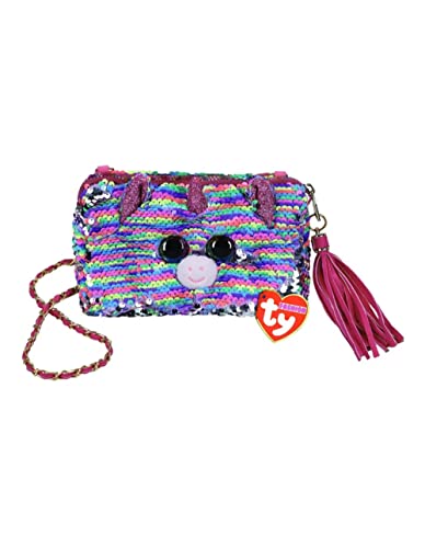 TY Unisex-Kinder Pochette Carrée Peluche Sequins 15cm-Elise la Licorne Beutel, Mehrfarben, SMALL von TY