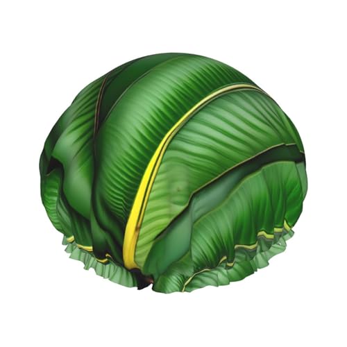 Bananenblatt grüne doppellagige Badekappe für Frauen, um langes und dickes Haar zu bedecken, wiederverwendbare wasserdichte Motorhaube von TYANG