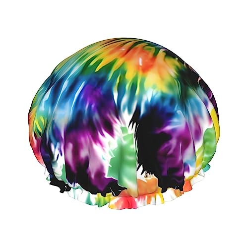 Bear Dancing Tie Dye Doppellagiger Badehut für Frauen, um langes und dickes Haar zu bedecken, wiederverwendbar, wasserdichte Haube von TYANG