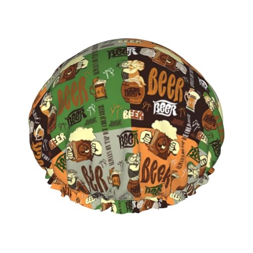 Beer Doppelschichtiger Badehut für Frauen, um langes und dickes Haar zu bedecken, wiederverwendbare wasserdichte Motorhaube von TYANG