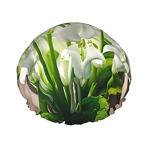 Bell Orchid Damen Doppelschicht Badekappe zum Abdecken von langen und dicken Haaren, wiederverwendbare wasserdichte Motorhaube von TYANG