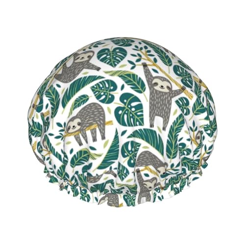 Bezaubernder Faultier-Badehut für Frauen, um langes und dickes Haar zu bedecken, wiederverwendbare wasserdichte Motorhaube von TYANG