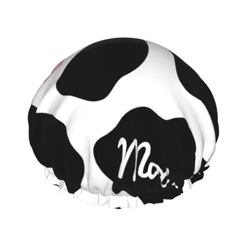 Schwarz-Weißer Milchkuh-Badehut für Frauen, um langes und dickes Haar zu bedecken, wiederverwendbar, wasserdichte Haube von TYANG