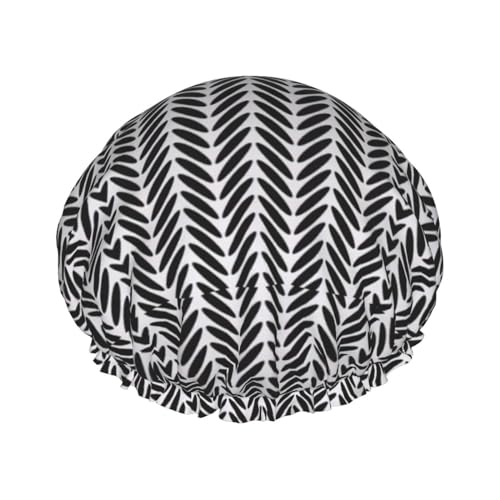 Schwarz-weißes Muster, doppellagiger Badehut für Frauen, um langes und dickes Haar zu bedecken, wiederverwendbar, wasserdichte Motorhaube von TYANG