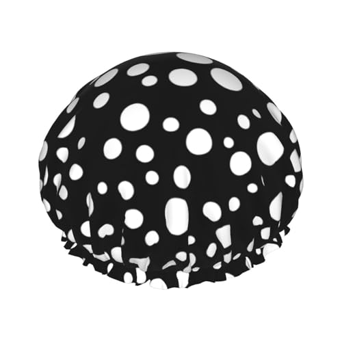 Weißer & schwarzer Big Dot Doppelschichtiger Badehut für Frauen zum Abdecken von langen und dicken Haaren, wiederverwendbar, wasserdichte Haube von TYANG