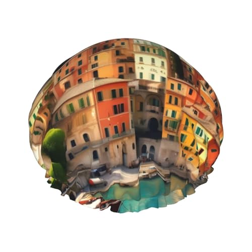 Wunderschöner italienischer zweilagiger Badehut für Frauen, um langes und dickes Haar zu bedecken, wiederverwendbare wasserdichte Motorhaube von TYANG