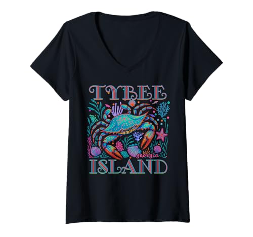 Damen TYBEE ISLAND GA BUNTE BLAUE KRABBE SOMMER STRAND URLAUB T-Shirt mit V-Ausschnitt Damen TYBEE ISLAND GA BUNTE BLAUE KRABBE SOMMER STRAND URLAUB T-Shirt mit V-Ausschnitt von TYBEE ISLAND GEORGIA COLORFUL BLUE CRAB VACATION