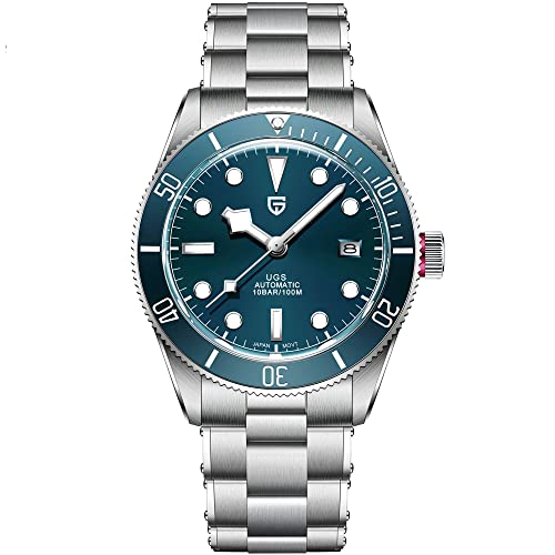 Pagani Design 1671 Herren Automatik Mechanische Uhren NH35A Selbstaufzug Uhrwerk Edelstahl 100m Wasserdicht Leuchtende Mode Business Armbanduhr Datum, Blau-V2 von TYBERLEY