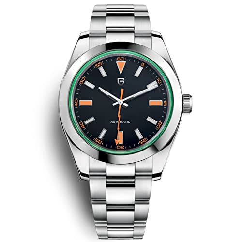 Pagani Design 1733 Herren-Automatikuhr Edelstahl NH35A Selbstaufziehendes Uhrwerk Grün Synthetischer Saphir Blitzzeiger Wasserdicht Leuchtend Lässige Mechanische Armbanduhren, klassisches schwarz, von TYBERLEY
