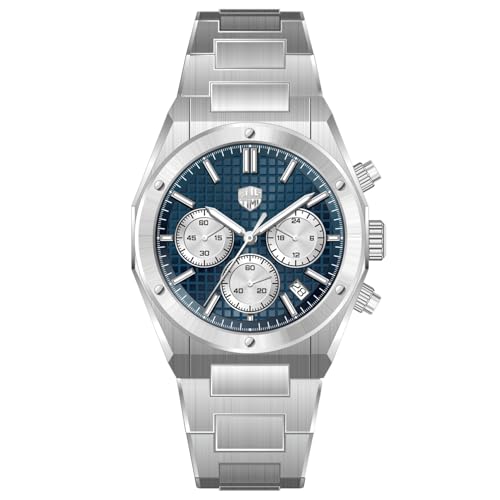 TYBERLEY RollsTimi RT7934 Luxus Herren Quarzuhr VK63 Uhrwerk Voll Edelstahl Wasserdicht Herren Chronograph Uhr Datumsanzeige RT7934, dunkelblau von TYBERLEY
