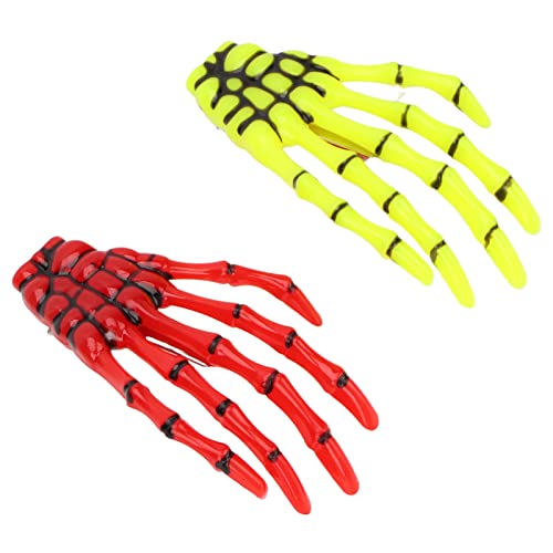 6 Stück Haarspangen mit Skeletthandknochen, Totenkopf-Haarnadeln, Fluoreszierend Gelb-rot, Punkrock-Horror-Haarspangen für Halloween, Cosplay-Partys mit aus von TYCIONG
