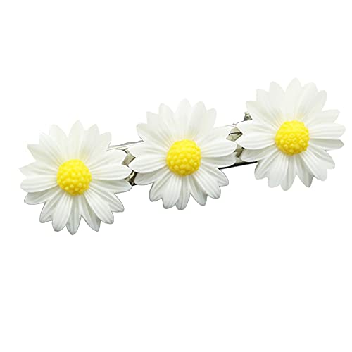 Eleganter Elastischer Haargummi mit Blumenanhänger-Haarspange – Vielseitiges Damen-Haaraccessoire (Weiße Haarnadel mit drei Blumen) von TYCIONG