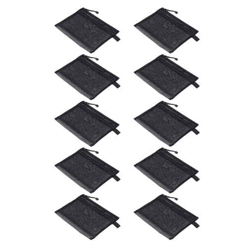 Netzbeutel mit Reißverschluss, 10 Stück, doppellagig, Größe A5, Tasche aus wasserdichtem Nylon-Netzgewebe mit Reißverschluss (schwarz) von TYCIONG