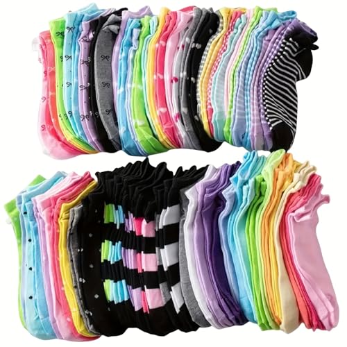 TYCWYH 20 Paar bonbonfarbene Socken, lässige, atmungsaktive Low-Top-Socken, Damenstrümpfe und Strümpfe, Mehrfarbig/Meereswellen (Ocean Tides), Medium-X-Large von TYCWYH
