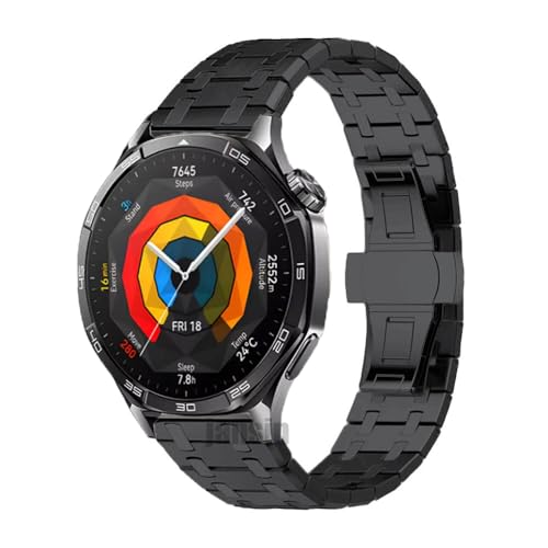TYEMLM 22mm Edelstahl Armband Für Huawei Uhr GT5 46mm Band Metall Business Armband Für Huawei Uhr GT4 46mm GT2e Uhrenarmbänder(Black,GT2e) von TYEMLM