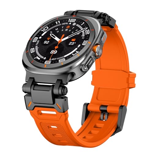 TYEMLM Gummiband für Samsung Galaxy Uhr Ultra 47mm Correa Armband ULTRA 47MM Metall Quick Fit Männer Strap Uhrenarmbänder(Black orange2) von TYEMLM