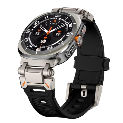 TYEMLM Gummiband für Samsung Galaxy Uhr Ultra 47mm Correa Armband ULTRA 47MM Metall Quick Fit Männer Strap Uhrenarmbänder(Titanium black2) von TYEMLM