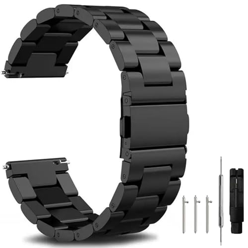 TYEMLM Schnellverschluss-Edelstahl-Uhrenarmband, Metall, matt gebürstet, 18 mm, 20 mm, 22 mm, Smartwatch-Ersatzband für Herren und Damen(Black,18mm) von TYEMLM