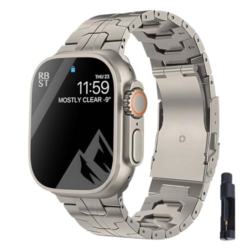 TYEMLM Titanarmband für Band Ultra 49 mm 45 mm 41 mm 38 42 mm 44 mm Metallarmband Correas Serie 8 7 6 SE 5 4 3 Armband-Uhrenarmbänder(Titanium with Tool,38/40/41mm) von TYEMLM