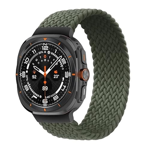 TYEMLM Uhrenarmbänder Für Galaxy Uhr Ultra Armband 47mm Zubehör Sport Nylon geflochten Solo Loop Correa Armband Galaxy Uhr 7 Ultra Band(Inverness Green,S) von TYEMLM