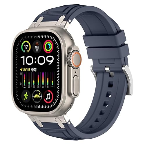 TYEMLM Uhrenarmbänder Für Watch Band Ultra 2 49 mm 45 mm 44 mm Gummiarmband Serie 10 9 8 7 6 5 4 3 2 1 SE mit Metallanschluss S10 46 mm 42 mm Uhrenarmbänder(E,49mm) von TYEMLM