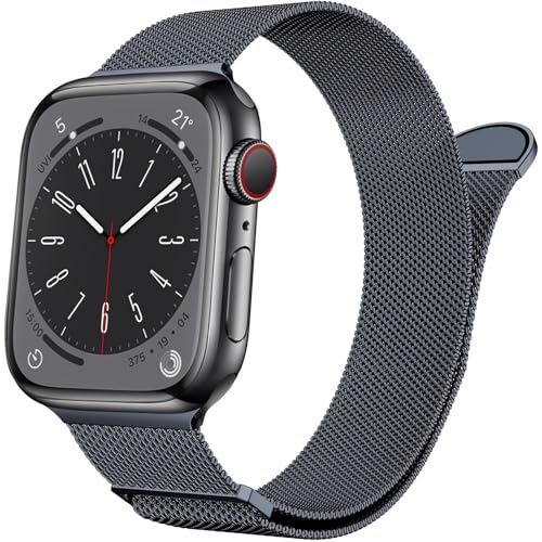 TYEMLM Watch Band Für Band Series 9, Ultra 2, SE, Ultra 8 7 6 5 4 3 2 1 38 mm 40 mm 41 mm 42 mm 44 mm 45 mm 49 mm Damen und Herren, Edelstahl-Mesh-Loop-Magnetverschluss-Ersatz(K,49/45/44/42mm) von TYEMLM