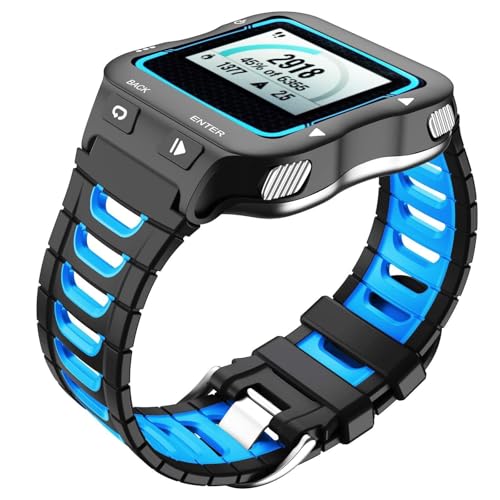TYEMLM Watch Band Für Forerunner 920XT Band Weiches Silikonarmband für 920XT Ersatzuhrenarmband für Männer Frauen Smart Watch Band(Black-Blue) von TYEMLM