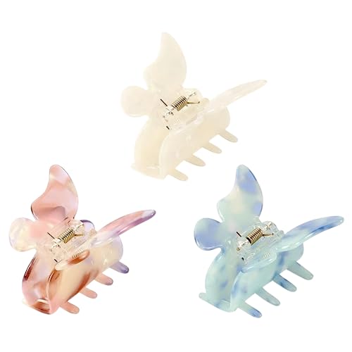 TYEQWT Schmetterling Haarklammer Set - 3 Stück Acryl Haarspangen für Damen, Rutschfeste Mittlere Haarklammern, Haarschmuck für Fasching, Frauen und Mädchen TYEQWT Schmetterling Haarklammer Set - 3 Stück Acryl Haarspangen für Damen, Rutschfeste Mittlere Haarklammern, Haarschmuck für Fasching, Frauen und Mädchen von TYEQWT