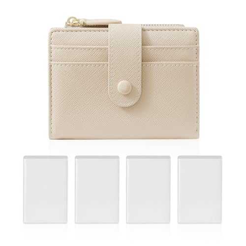1 Stück Kurze Damen-Geldbörse Und 4 Stück Transparente Kartenhalter, Multifunktionale Geldbörse, Modische Einfache Geldbörse, Tragbare Münzbörse, Pu-Leder-Geldbörse von TYFGRT