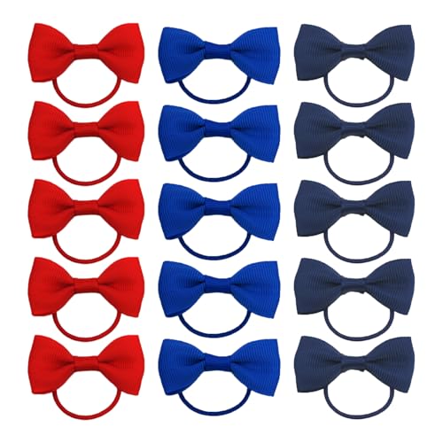 15 Stück Haargummis Mit Schleife, Elastische Haargummis Mit Schleife, Einfarbige Haargummis Mit Gummiband, Haarschmuck Für Mädchen Mit Hohem Pferdeschwanz, Einfache Haargummi-Dekoration von TYFGRT