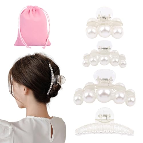4 Stück Perlen-Haarspangen Für Damen, 1 Stück Samtbeutel-Aufbewahrungstasche, Modische Und Einfache Haarspangen Für Mädchen, Haarspangen Im Alten Geldstil Für Damen, Tägliches Styling von TYFGRT