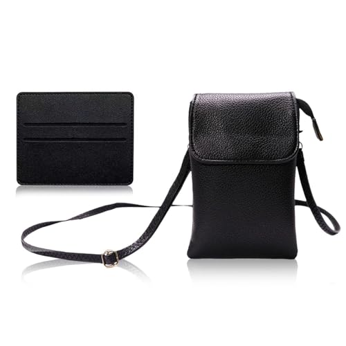1 Handytasche Und 1 Ausweishalter, Damen-Umhängetasche, Mini-Umhängetasche, Pu-Leder-Umhängetasche, Tragbare Aufbewahrungstasche von TYFGRT