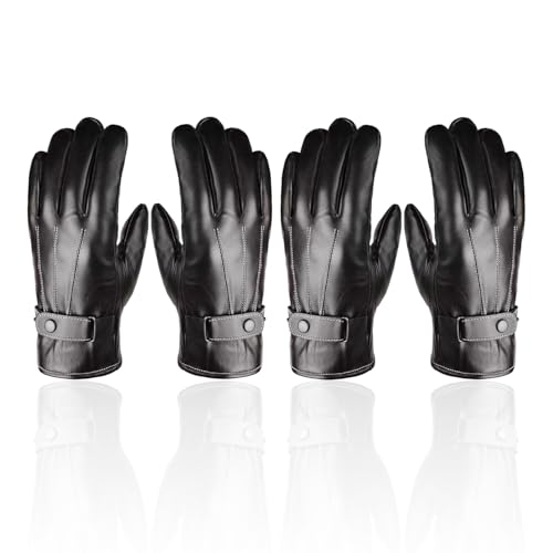 TYFGRT 2 Paar Herrenhandschuhe, Pu-Lederhandschuhe, Warme Handschuhe, Winterhandschuhe, Modische Einfache Handschuhe von TYFGRT