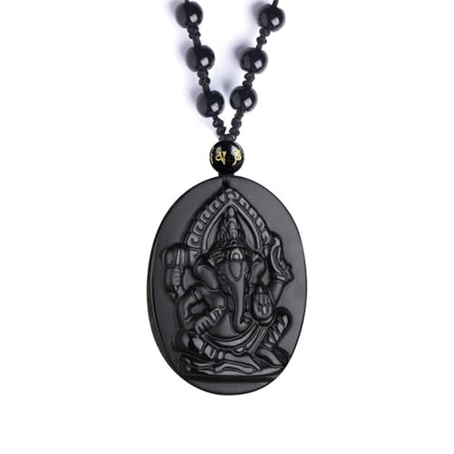 TYGJB Besot Anhänger Amulett Ganesha Elefant Obsidian direkte Lieferung mit Kette Obsidian Segen Anhänger Glück von TYGJB