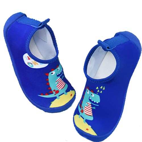TYHTYM Badeschuhe Watershoes Kinder Antirutsch Schwimmschuhe Zehenschutz Design Wasserschuhe, Aquaschuhe Barfußschuhe Surfschuhe Sportschuhe Kleinkind Strandschuhe für Jungen Mädchen Dunkelblau 24 von TYHTYM