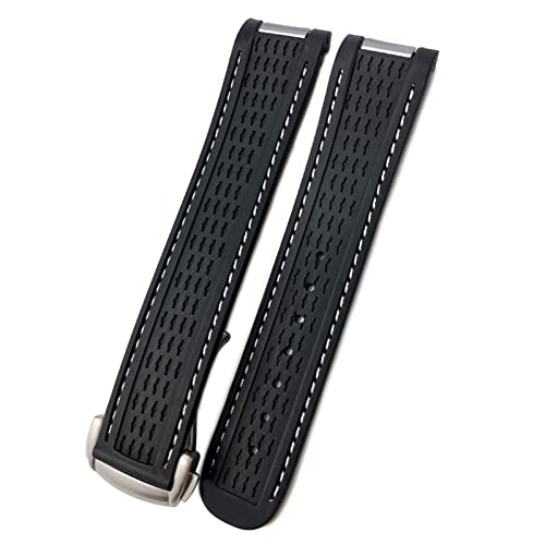 20 mm Gummi -Silikon -Uhr -Gurt für Omega Seamaster 300 AT150 Aqua Terra Ultra Light 8900 Stahlschnalle Watchband Armbänder (Farbe: blau weiß 2 spitz, Größe: 20 mm) von TYLDBNF