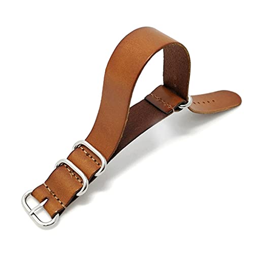 TYLDBNF 18 mm 20 mm 22 mm 24 mmnato gurt echtes Leder dunkelbraune Farbuhr -Band Lederriemengurt Uhr Austausch (Orange, 18 mm) von TYLDBNF