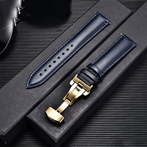 TYLDBNF 18mm 20 mm 22 mm 24 mm Uhren Band Echtes Kuhleder -Uhrengurt mit Schnalle Armband Grün rotes weißes Uhrband (D, 18 mm) von TYLDBNF